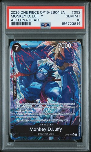 2026 ONE PIECE OP15-EB04-ADVENTURE ON KAMI'S ISLAND #092 MONKEY D. LUFFY PSA 10