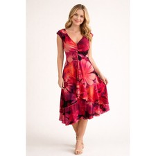 Karen Kane Floral Layered Dress Size XS Y2K Romantic Boho Retro Resortwear Chic