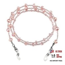 Eyeglass Chain for Women Stylish Mask Lanyard Natural Crystal Mask Chain Pink