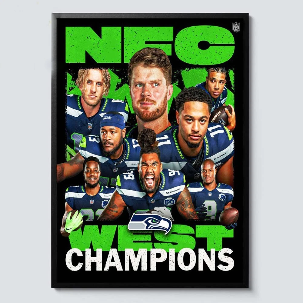 Seattle Seahawks 2025 NFC West Champions All Team Poster | No Framed