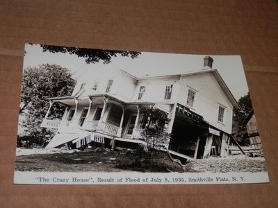 SMITHVILLE FLATS NY - 1935 REAL PHOTO POSTCARD RPPC - CRAZY HOUSE - FLOOD RESULT