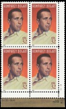 Scott 3152, Legends of Hollywood,  Humphrey Bogart, 1997 Plate No. Block - MNH