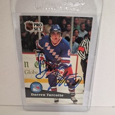 Vintage 1991 PRO SET Darren Turcotte New York Rangers Signed Trading Card