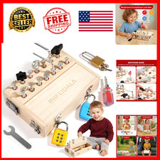 Montessori Busy Board Activity Toy for Kids 3 4 5 6 Wood Screwdriver Latch Lock