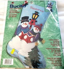 BUCILLA Plaid Felt 18" Christmas Stocking Kit 84387 "SNOW FAMILY" - Sealed NEW