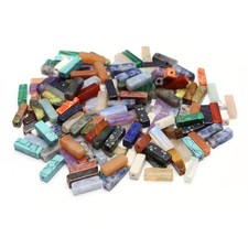 40 Pcs Healing Loose Beads Rectangle Shape Natural Necklace Small, rectangle