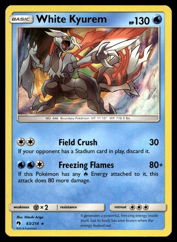 White Kyurem Holo Rare SM - Lost Thunder 63/214 LP
