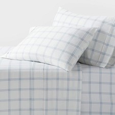 Full 400 Thread Count Performance Sheet Set Blue Plaid - Threshold
