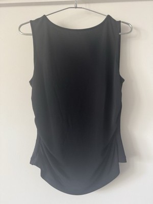 Diane von Furstenberg DVF Black Sleeveless Draped Ruched 100% Viscose Top Blouse