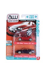 Auto World 2 Pack 1991 Chevy Camaro Z28 1LE 1996 Pontiac Firebird Convertible