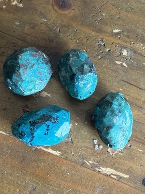 LUXE 4pc Faceted Turquoise & Chrysocolla Focal Bead Set - 60g (300ct) Total  