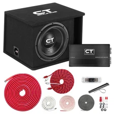 CT Sounds Single 12” 1300W Complete Bass Package with Loaded Sub Box and Amp
