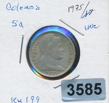 COLOMBIA - 1935 - 5 CENTAVOS AU TONED - #3585