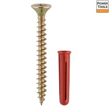 Timco SRPLUGB Red Plastic Plugs With Screws 30Mm Red Plug, 4.0X40 Screw TIMba...
