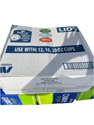 *WINCUP Plastic Drink Thru LIDS W/ Straw Slot, WHITE FITS 12oz, 16oz (1000 Count