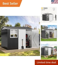 8ft x 6ft Lockable Metal Outdoor Storage Shed - Durable & Weatherproof