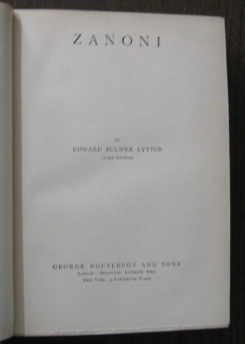 Cover of ZANONI - 1853