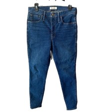 Madewell 10 High Rise Skinny Jeans Size 30 F4684 Hayes Wash Blue Denim Classic