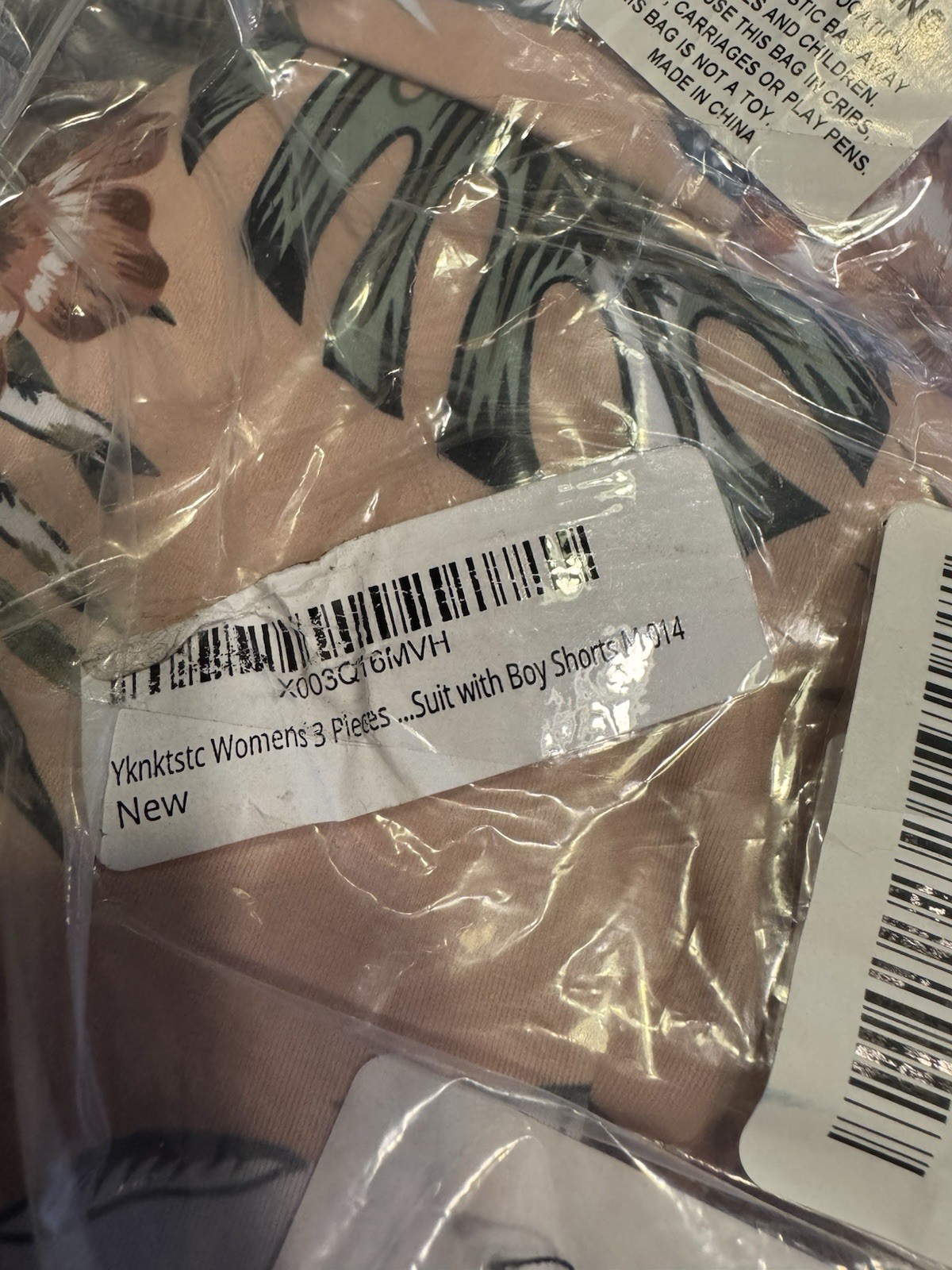 3 Pc Tropical Swim Set Ladies Top 16” P2P Boy Shorts Cover Up Medium Orig $24