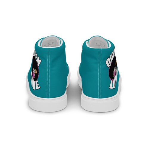 Women’s high top canvas shoes Queen Love Afro Girl Diva Style Green Footwear - Picture 2 of 18