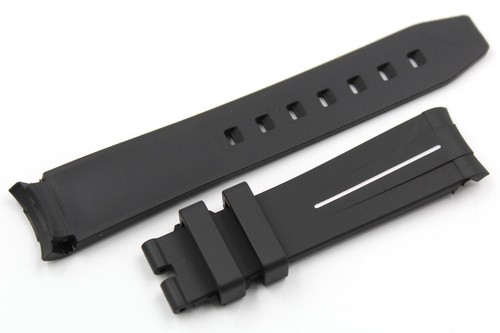 Watch Band Silicone Black Ruler White 20/18mm Waterproof Unisex Luxury New - Picture 2 of 6