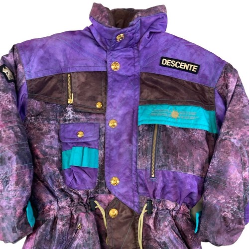 Vintage 90er Descente Lila Retro Muster Skijacke M L - Bild 3 von 3