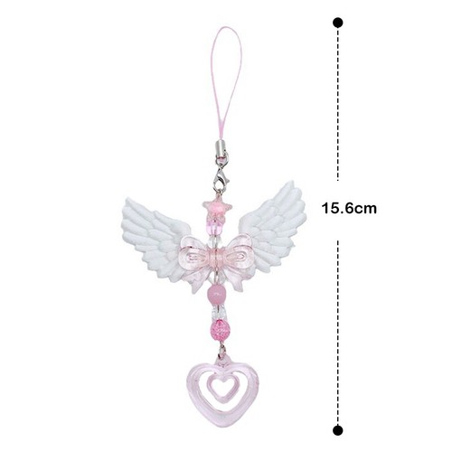 Lovely Wings Bow Heart Mobile Strap Pendant Sweet Keychain Bags Decorative Gifts - Picture 2 of 6