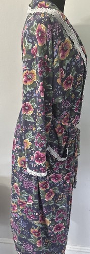 Vintage Victoria's Secret Robe 100% Cotton Floral Lace Trim Gold Label - Picture 5 of 15