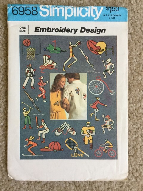 Uncut Simplicity Embroidery Wax Iron On Transfer Stamp Pattern Sports Motif 6958 Uncut Simplicity Embroidery Wax Iron On Transfer Stamp Pattern Sports Motif 6958