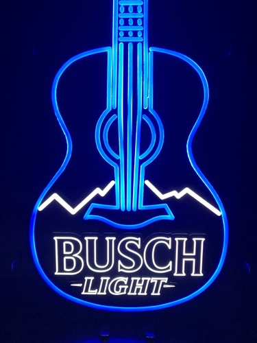 BUSCH LIGHT GUITAR LED BEER BAR SIGN MAN CAVE GARAGE DECOR LIGHT NEW LARGE