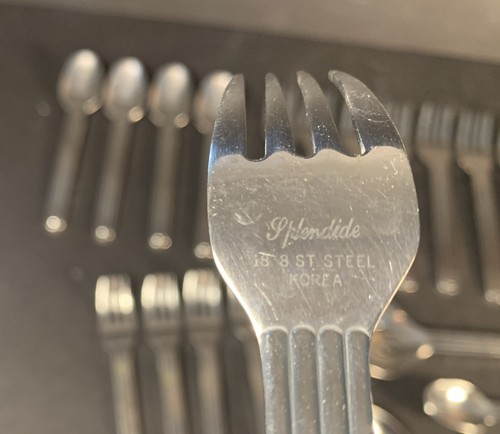 Lot of 27 pieces Mid Century Modern Style Stainless Steel Flatware SPLENDIDE pat - Picture 3 of 6