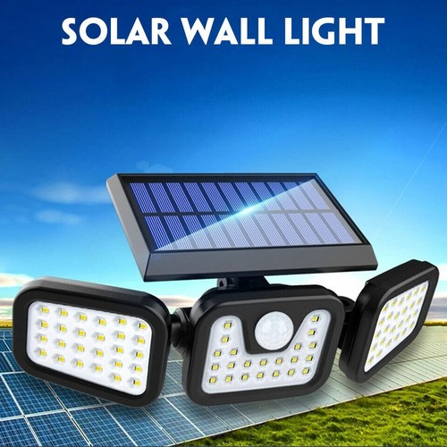 3-Head 368 LED Solar Motion Sensor Light Outdoor Garden Wall Security Flood Lamp - Picture 5 of 11