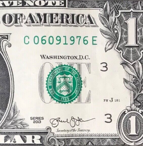 June 9, 1976 / 6 September 1976 : C 06091976 F BIRTHDAY Note $1 One Dollar Bill