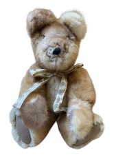 18  Vintage Artisian Handmade Mink Fully-Jointed Teddy Bear Light Brown EUC