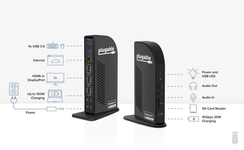 Plugable 4K USBC Docking Station Triple Monitor 100W Charging UD-ULTC4K-RRP £243 - Picture 6 of 16
