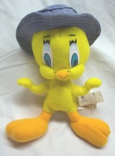 VINTAGE WB Looney Tunes CUTE TWEETY BIRD IN BUCKET HAT 9" Plush STUFFED ANIMAL