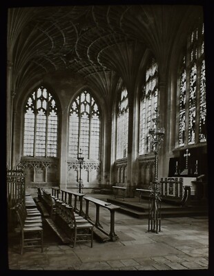 ANTIKES magisches Laternendia ÖSTLICHE KAPELLE PETERBOROUGH KATHEDRALE UM 1920 FOTO 