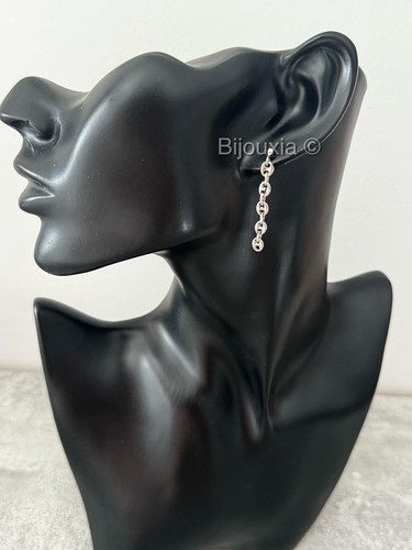 Boucles d'oreilles Pendantes Grains de Café En Argent Massif 925/1000 Platiné - Imagen 2 de 2