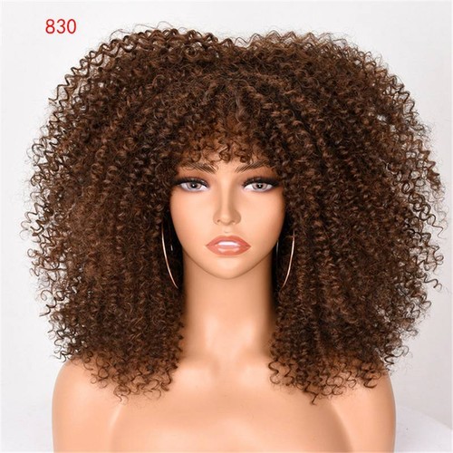 Afro Hair Women 16''Short Curly Synthetic Mixed Wigs Blonde Kinky Natural Wig - Picture 15 of 19