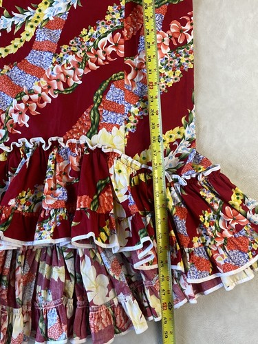 Royal Creations Red Dress with Train Sz L Hawaiian Beaded Floral Cruise Vintage - Picture 14 of 20