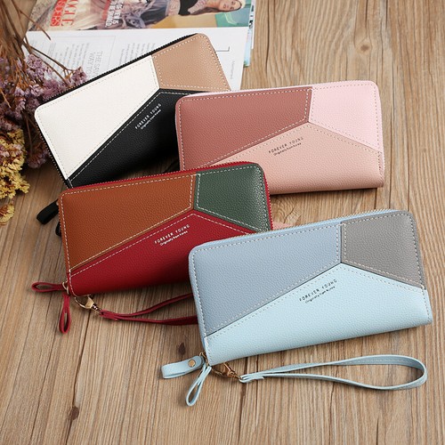 Women's Wallets Large Capacity Leather Double Zipper Phone Wristlet Handbag Bag - Picture 2 of 12