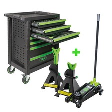 JBM CARRELLO ATTREZZI  COMPLETO CON  172 UTENSILI+ CRICK 3,5 T.+2 CAVALLETTI 3T.