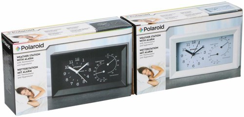Polaroid Clock Alarm Thermo/Hygrometer New Homeware Furnishing Weather Analogue - Picture 2 of 2