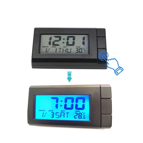 Mini reloj digital tablero de instrumentos de coche para vehículo pantalla LCD grande de tiempo - Imagen 11 de 12