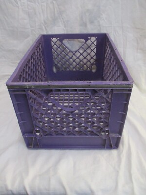 Vintage Rare Purple Plastic Milk Crate Metal Band Santee Dairies