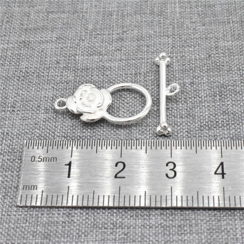 2 sets of Sterling Silver Rose Toggle Clasps Connectors for Necklace Bracelet - Image 3 of 4