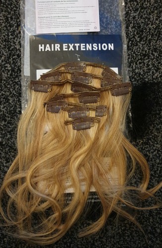 Clip in Human Hair Extensions Thick Double Weft Full Head Remy Real -#18P-613 - 第 1/6 張圖片