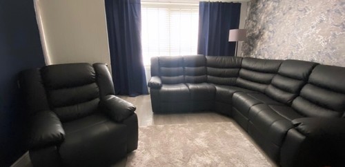 Roma Black Aire Leather Recliner Sofa | Corner Recliner Sofa | 3 2 1 Seater Sets - Picture 11 of 11
