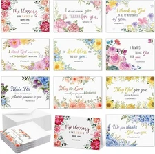 50 Pack Religious Christian Thank You Cards Bulk with Scripture and Envelopes Bi