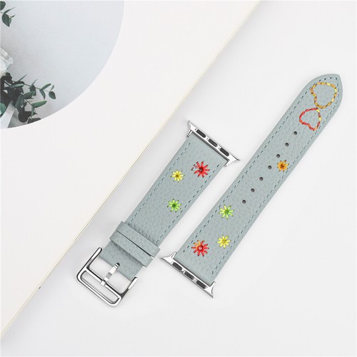 Floral Leather Band Women Strap for Apple Watch 11 10 9 8 7 SE 44/41/45/42/46mm - Picture 36 of 42